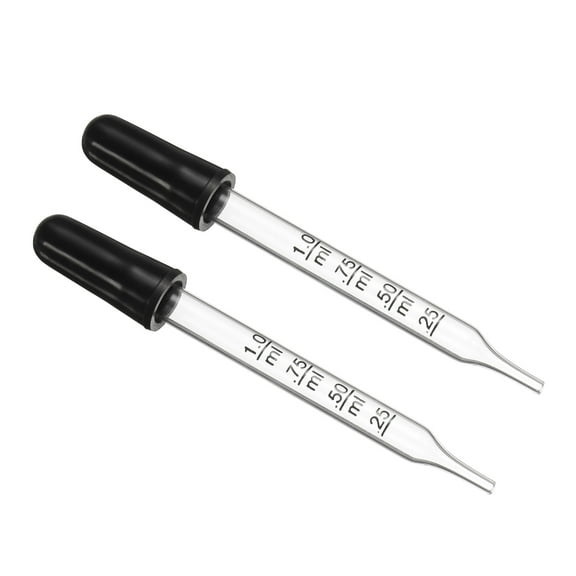 Uxcell Eye Dropper, 2Pcs 1ml Glass Straight Tip Graduated Ear Dropper with Rubber Bulbs, Clear