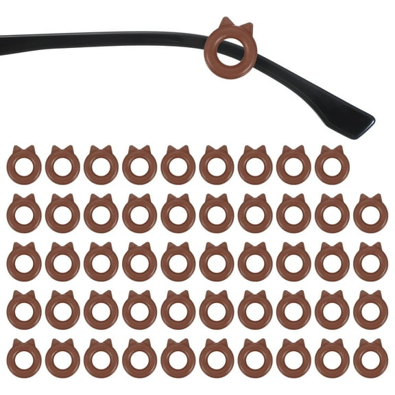 Cat Shape Eye Glasses Ear Grips, 25 Pairs Anti-Slip Eyeglass Ear Hooks with Box for Sunglasses Ear Hooks, Brown