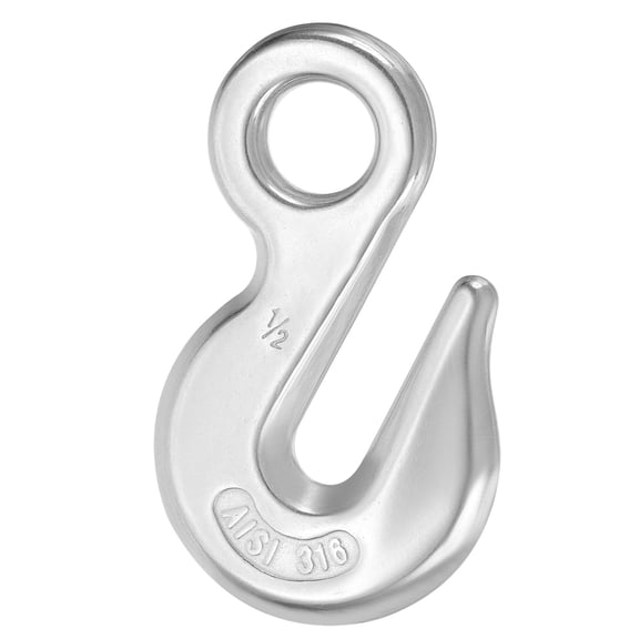 Uxcell Eye Grab Hook, 1/2" 316 Stainless Steel Chain Hooks, 3307 lbs Work Load Safety Chain Hooks Heavy Duty Lifting Hook Rigging Accessory for Truck Trailer Fishing Boat Crane