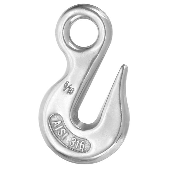 Uxcell Eye Grab Hook, 5/16" 316 Stainless Steel Chain Hooks, 4409 lbs Work Load Safety Chain Hooks Heavy Duty Lifting Hook Rigging Accessory for Truck Trailer Fishing Boat Crane