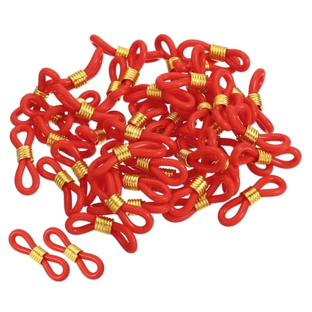 Uxcell Eyeglass Chain Connector Adjustable Anti Slip Rubber Strap Holder Chain End Loop Red Gold 50 Pack