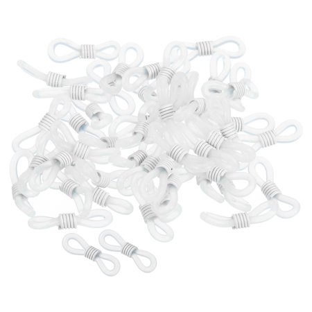 Uxcell Eyeglass Chain Connector Adjustable Anti Slip Rubber Strap Holder Chain End Loop White 50 Pack