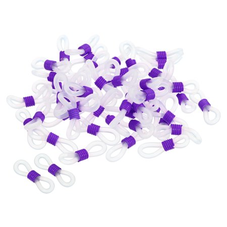 Uxcell Eyeglass Chain Connector Adjustable Anti Slip Rubber Strap Holder Chain End Loop White Purple 50 Pack