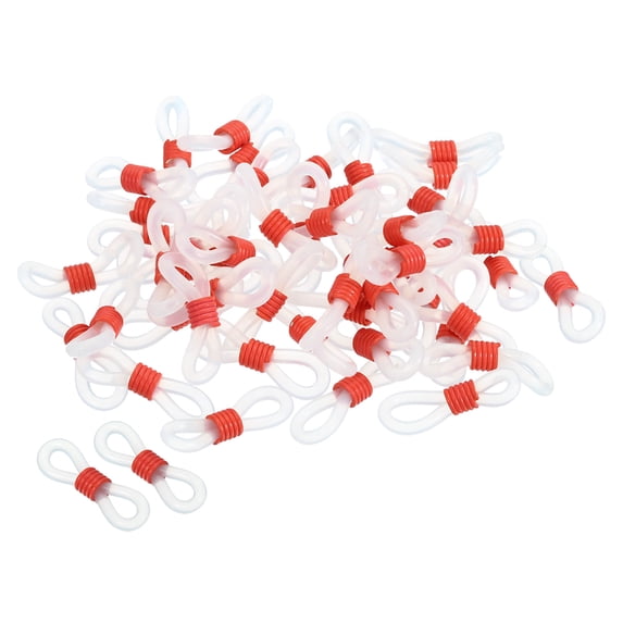 Uxcell Eyeglass Chain Connector Adjustable Anti Slip Rubber Strap Holder Chain End Loop White Red 50 Pack