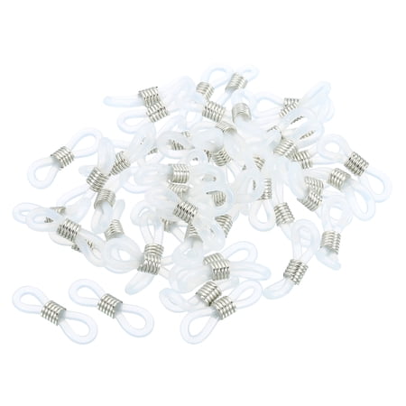 Uxcell Eyeglass Chain Connector Adjustable Anti Slip Rubber Strap Holder Chain End Loop White Silver 50 Pack