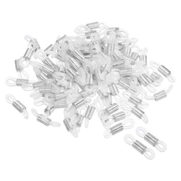 Uxcell Eyeglass Chain Connector Large Size Sunglasses Silicon Rubber Strap Holder Chain End Loop White Silver 100 Pack