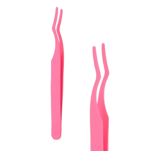 Uxcell Eyelash Extensions Lash Tweezers Stainless Steel Curved Fiber Precision Tweezers Lash Applicator Tool for Eyelash Tape & Extensions, Rose Red