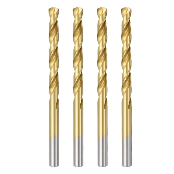 Uxcell #F M35 HSS 135 Titanium Coated Carbide Drill Bit 4 Pack, Drill Bit Round Shank Professional Industrial Drilling Tool for Stainless Steel Cast Iron Hard Metal