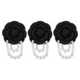 thumbnail image 1 of Uxcell Fabric Camellia Flower Brooch Elegant Pearl Tassel Pin Floral Corsage Bracelet Dual Use for Women, Black,3 Pack, 1 of 7