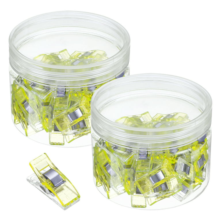 Uxcell Fabric Sewing Clips with Plastic Box Quilting Binding Clamp, Yellow  100 Pack