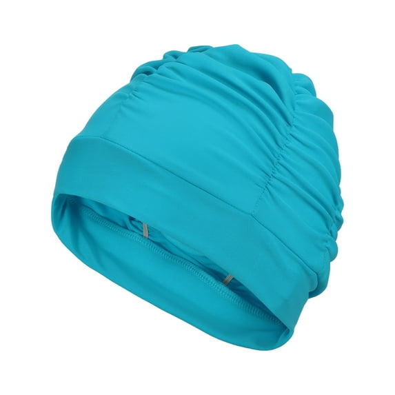 Uxcell Fabric Swim Cap Polyester Swimming Hat Elastic Swimming Cap for Women Men Adult Long Hair Lake Blue