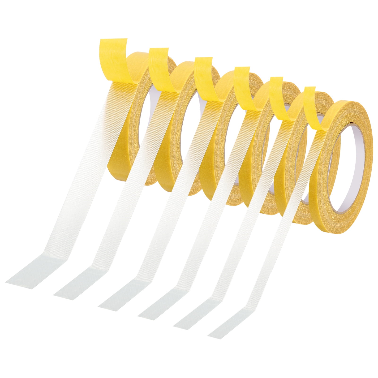 Uxcell Fabric Tape,5 Roll Carpet Tape Mesh Tape,33 Feet x 0.4/0.5/0.6/0.7/0.8/1",Yellow
