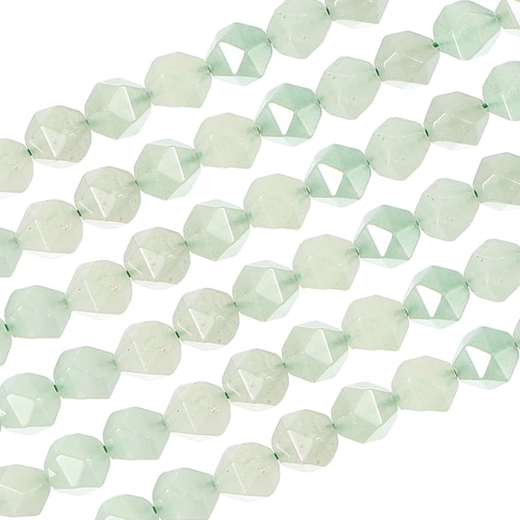 Uxcell Faceted Polygon Stone, 10 mm Natural Faceted Diamond Round Stone for Craft, Bracelet, Necklace Making Design, Light Green