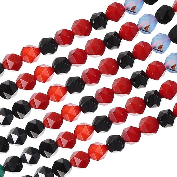 Uxcell Faceted Polygon Stone, 10 mm Natural Faceted Diamond Round Stone for Craft, Bracelet, Necklace Making Design, Multicolor