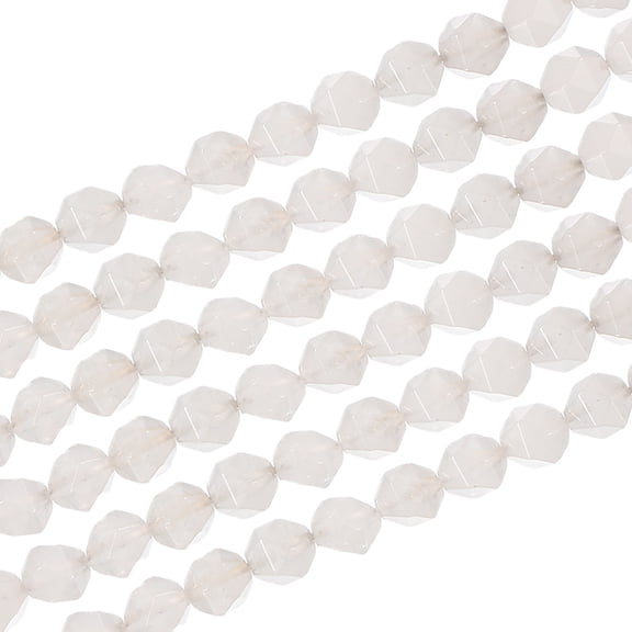 Uxcell Faceted Polygon Stone, 10 mm Natural Faceted Diamond Round Stone for Craft, Bracelet, Necklace Making Design, White