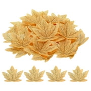 Uxcell Fake Fall Leaves, 100 Pack Artificial Maple Leaves Artificial Leaves Faux Style 7, Bright Yellow