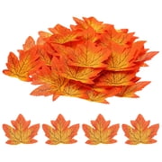 Uxcell Fake Fall Leaves, 100 Pack Artificial Maple Leaves Artificial Leaves Faux Style 7, Red Bright Yellow