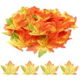 thumbnail image 1 of Uxcell Fake Fall Leaves, 300 Pack Artificial Maple Leaves Artificial Leaves Faux Style 7, Green Red Yellow, 1 of 6