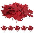 thumbnail image 1 of Uxcell Fake Fall Leaves, 4.7 inch 20Pcs Artificial Maple Leaves Faux Autumn Leaves Decor Style 3, Red, 1 of 6