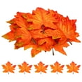 thumbnail image 1 of Uxcell Fake Fall Leaves, 6 inch 20Pcs Artificial Maple Leaves Faux Autumn Leaves Decor Style 1, Orange, 1 of 6