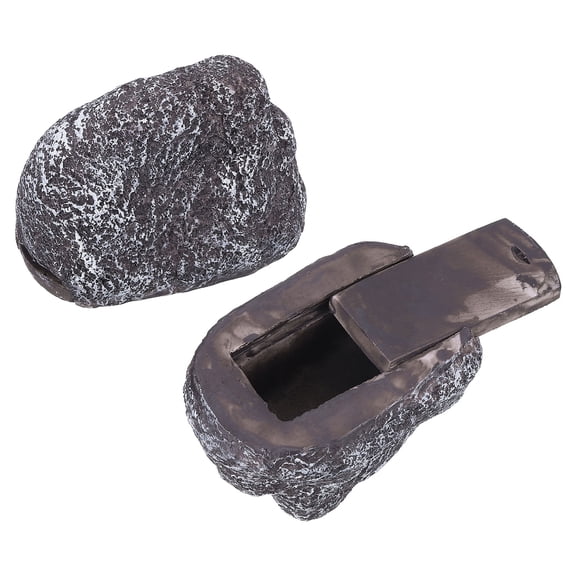 Uxcell Fake Rock Key Hider, Hide A Spare Key Outdoor Waterproof Fake Rock Key Hider Decoration Safe Storage Lock Box for Outside Garden Decoration, Dark Gray