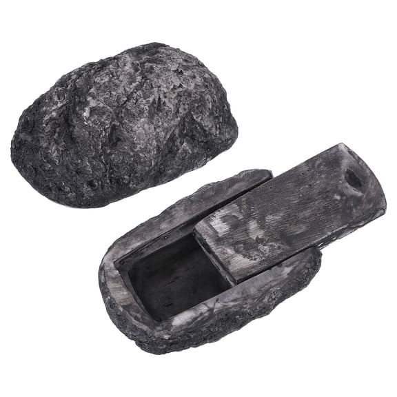Uxcell Fake Rock Key Hider, Hide A Spare Key Outdoor Waterproof Fake Rock Key Hider Decoration Safe Storage Lock Box for Outside Garden Decoration, Ink Color