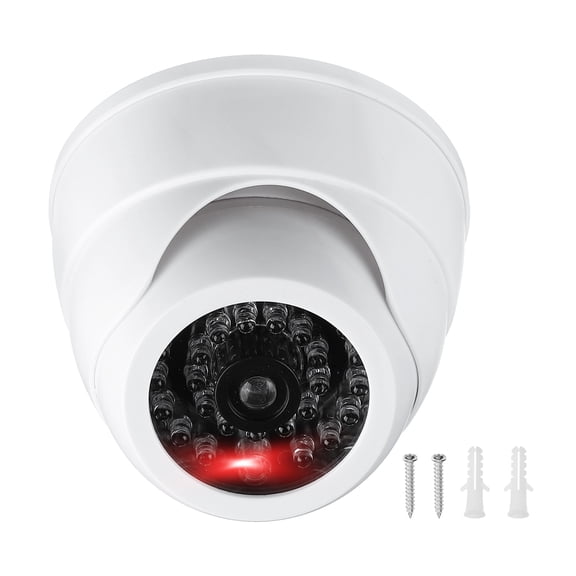Uxcell Fake Security Camera, Dummy Dome Cameras with Flashing Red LED Light/Screw/Cover for Indoor 1
