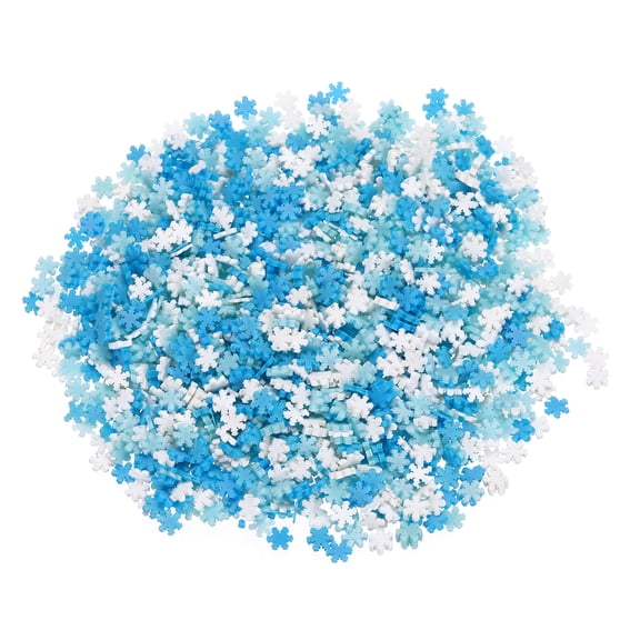 Uxcell Fake Snowflake 6 Set Pentagram Polymer Clay Slices for Nail Art DIY Crafts White Blue