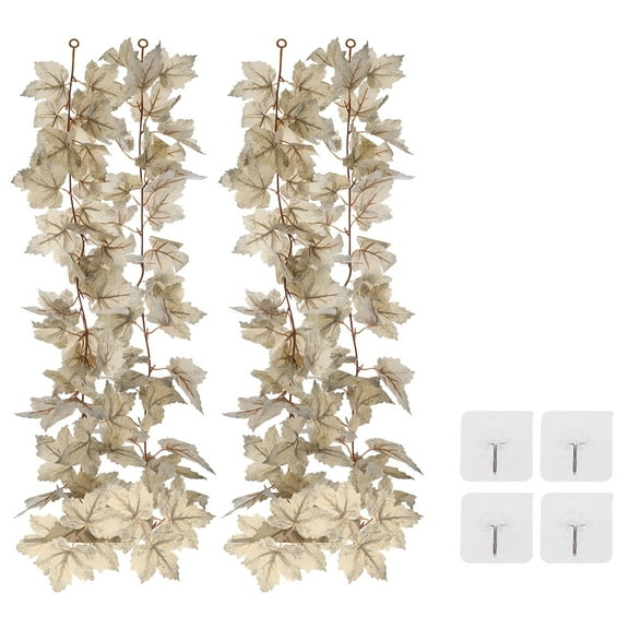 Uxcell Fall Garlands 5.7Ft, Artificial Autumn Maple Leaves Garland Hanging Decoration, White 2 Pcs