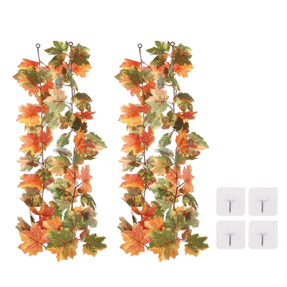 Uxcell 2 Pack Fall Garlands 5.7Ft Autumn Maple Leaves Garlands Yellow Green