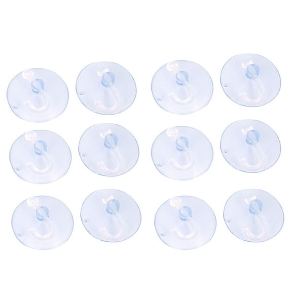 Uxcell Family 50mm Dia Wall Window Plastic Suction Cup Hook Clear 12Pcs