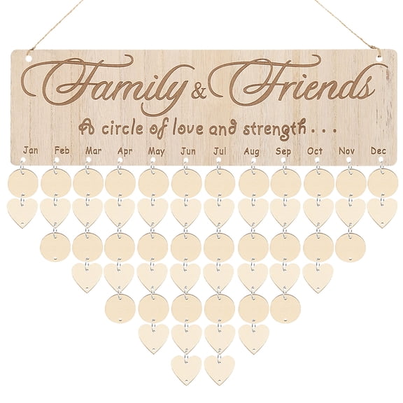 Uxcell Family Birthday Board, Wooden Calendar Wall Hanging Reminder Family Birthday Plaque Style 3, Light Brown