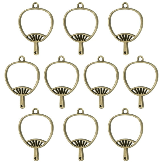 Uxcell Fan Shaped Alloy Open Back Bezel Pendants DIY Hollow Resin Frame, Bronze 10 Pack