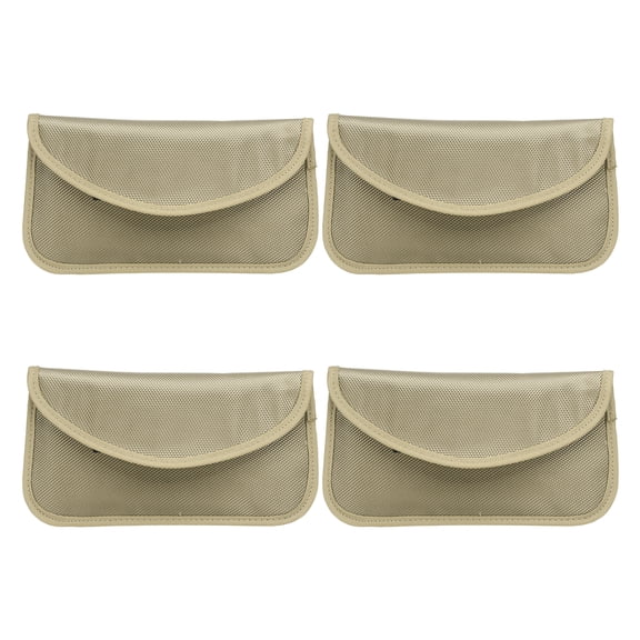 Uxcell Faraday Bags, 6.5" Signal Blocking Key Pouch Anti-Theft Car Protection, Khaki 4 Pcs