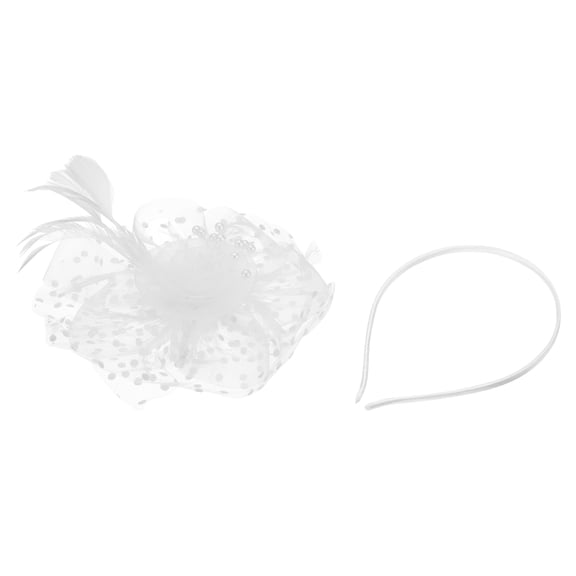 Uxcell Fascinators Hat Clip Set with Hairband and Short Floral Lace Gloves Tea Party Face Veil Hat Vintage Headwear White