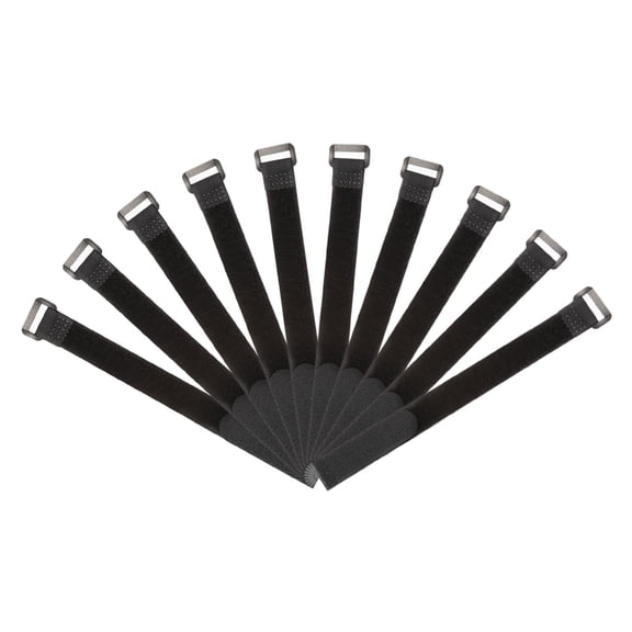 Uxcell Fastening Hook and Loop Cable Tie 11.8x0.9 Inch Reusable with Buckle Wire Strap for Cord Management Black 10Pcs