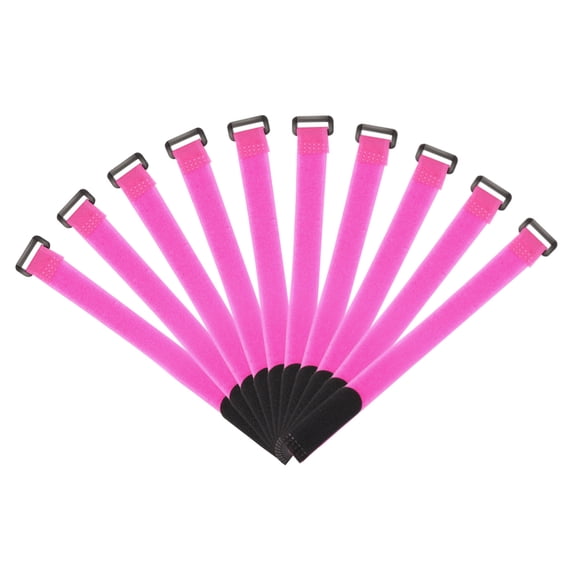 Uxcell Fastening Hook and Loop Cable Tie 11.8x0.9 Inch Reusable with Buckle Wire Strap for Cord Management Pink 10Pcs