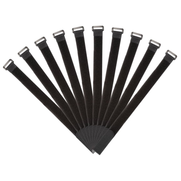 Uxcell Fastening Hook and Loop Cable Tie 15.7x0.9 Inch Reusable with Buckle Wire Strap for Cord Management Black 10Pcs