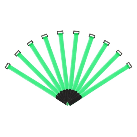 Uxcell Fastening Hook and Loop Cable Tie 16 Inch x 1 Inch Reusable with Buckle Green 10Pcs