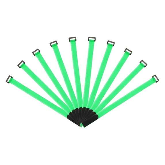 Uxcell Fastening Hook and Loop Cable Tie 16 Inch x 1 Inch Reusable with Buckle Green 10Pcs