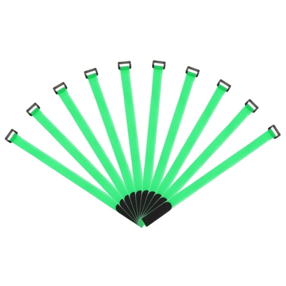 Uxcell Fastening Hook and Loop Cable Tie 16 Inch x 13/16 Inch Reusable with Buckle Green 10Pcs