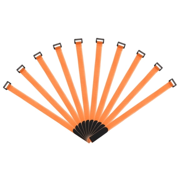 Uxcell Fastening Hook and Loop Cable Tie 16 Inch x 13/16 Inch Reusable with Buckle Orange 10Pcs