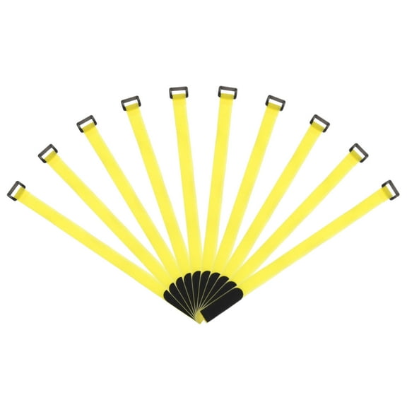 Uxcell Fastening Hook and Loop Cable Tie 16 Inch x 13/16 Inch Reusable with Buckle Yellow 10Pcs