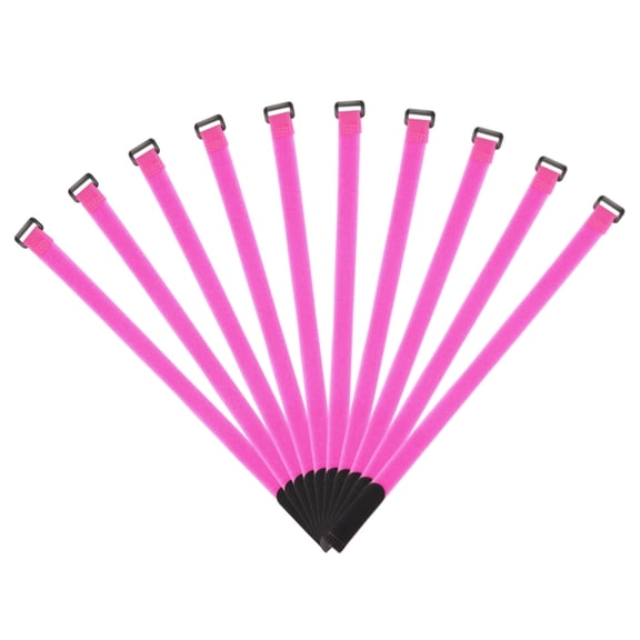 Uxcell Fastening Hook and Loop Cable Tie 17.7x0.7 Inch Reusable with Buckle Wire Strap for Cord Management Pink 10Pcs