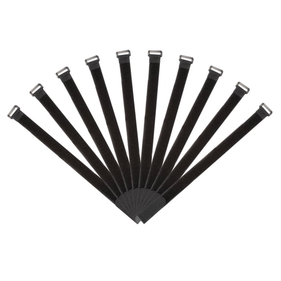 Uxcell Fastening Hook and Loop Cable Tie 17.7x0.9 Inch Reusable with Buckle Wire Strap for Cord Management Black 10Pcs