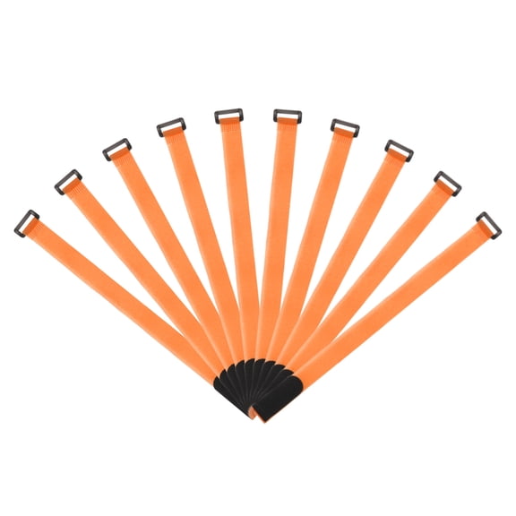 Uxcell Fastening Hook and Loop Cable Tie 18 Inch x 1 Inch Reusable with Buckle Orange 10Pcs