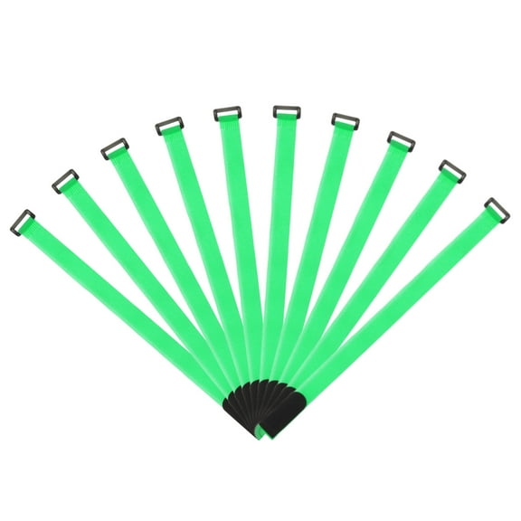 Uxcell Fastening Hook and Loop Cable Tie 20 Inch x 1 Inch Reusable with Buckle Green 10Pcs