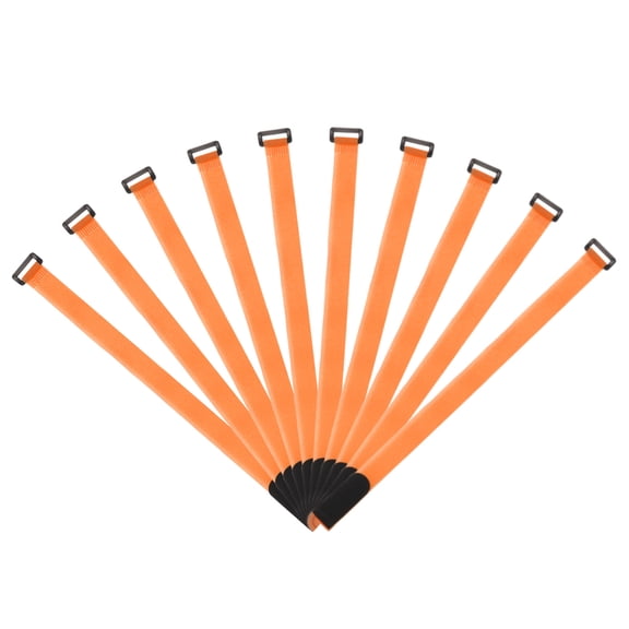Uxcell Fastening Hook and Loop Cable Tie 20 Inch x 1 Inch Reusable with Buckle Orange 10Pcs