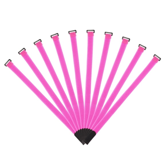Uxcell Fastening Hook and Loop Cable Tie 23.6x0.9 Inch Reusable with Buckle Wire Strap for Cord Management Pink 10Pcs