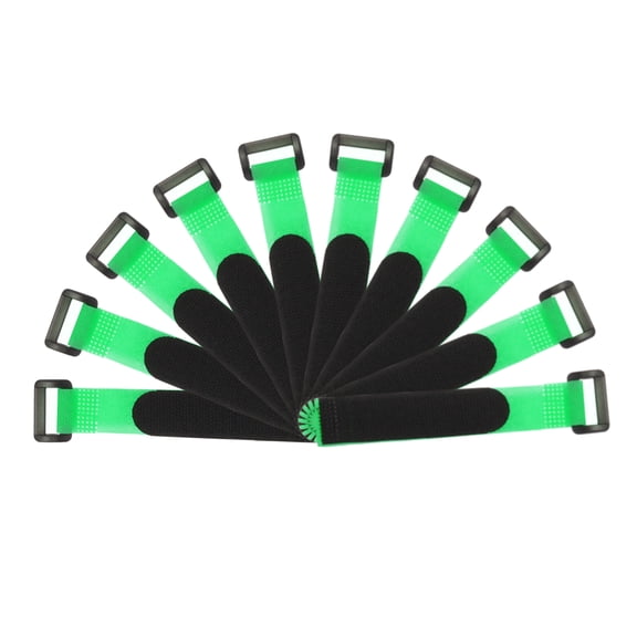 Uxcell Fastening Hook and Loop Cable Tie 6 Inch x 13/16 Inch Reusable with Buckle Green 10Pcs